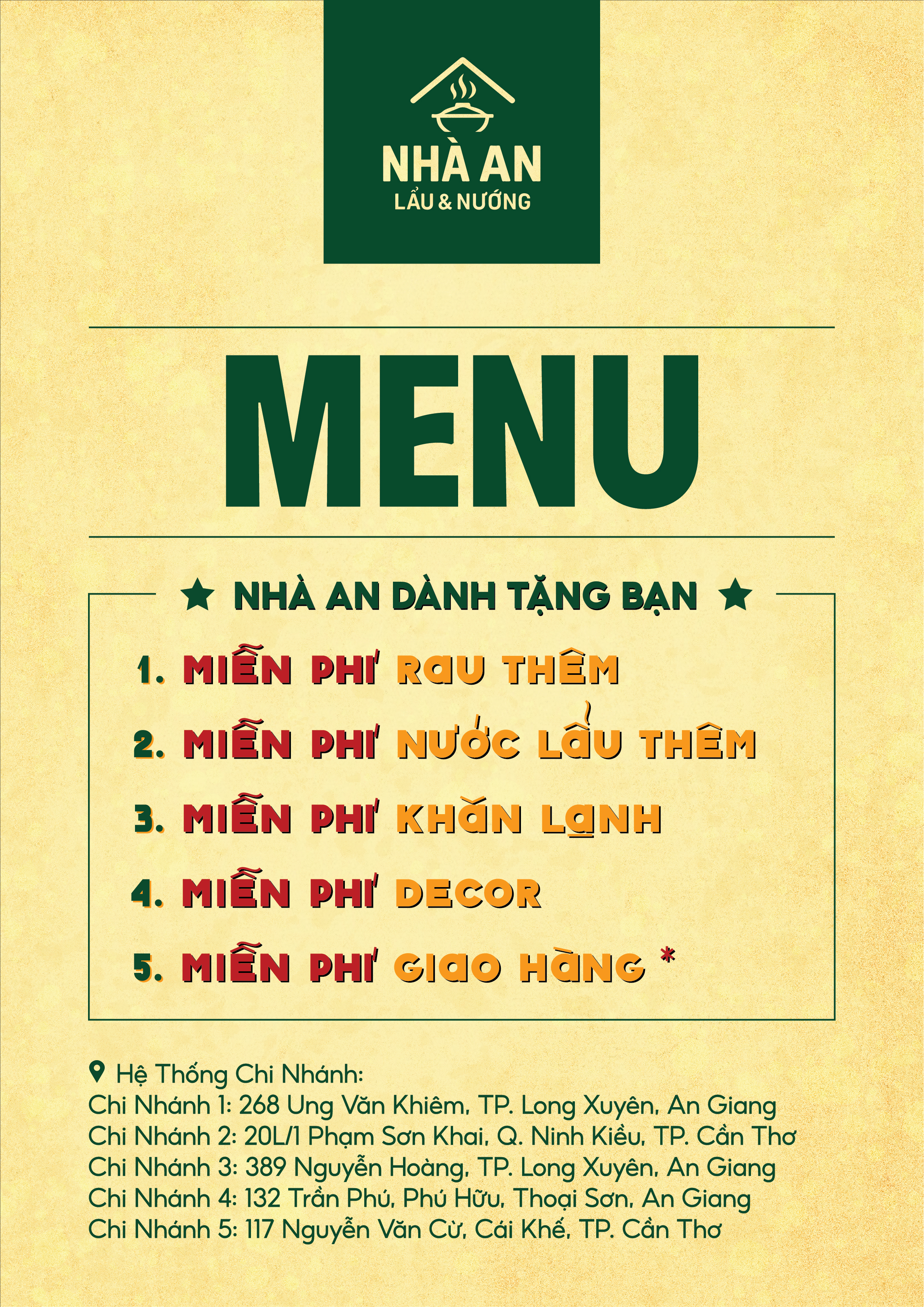 Menu Tiệm Lẩu Nhà An Cần Thơ Trang 1
